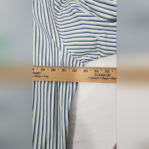 VTG Polo Ralph Lauren Custom Fit Shirt Mens 16 1/2 33/35 Striped Green White Blu - Picture 9 of 13
